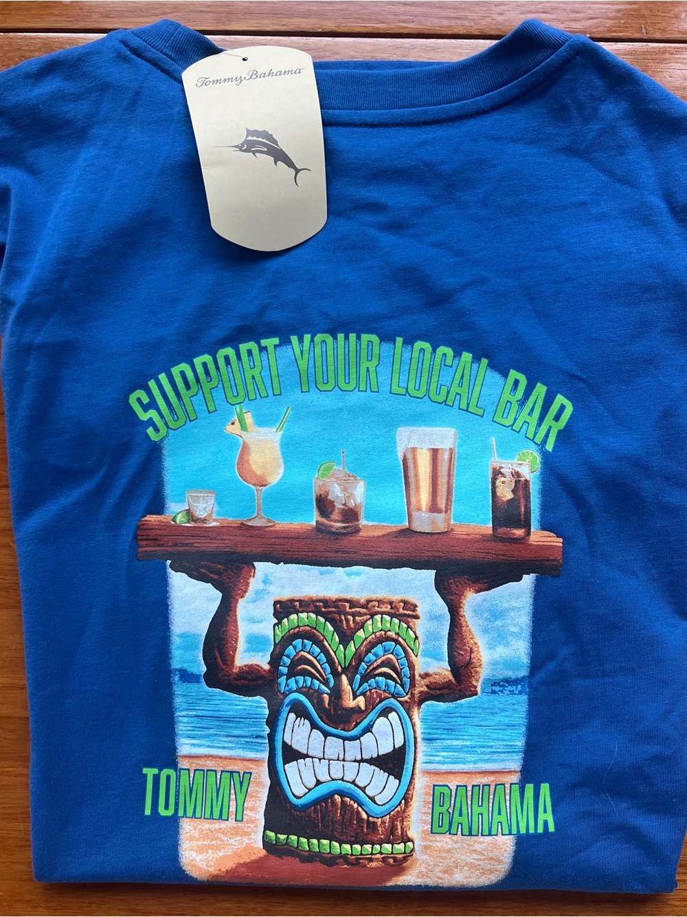 Tommy Bahama Blue Graphic Tee Support Your Local Bar NWT SZ XXL